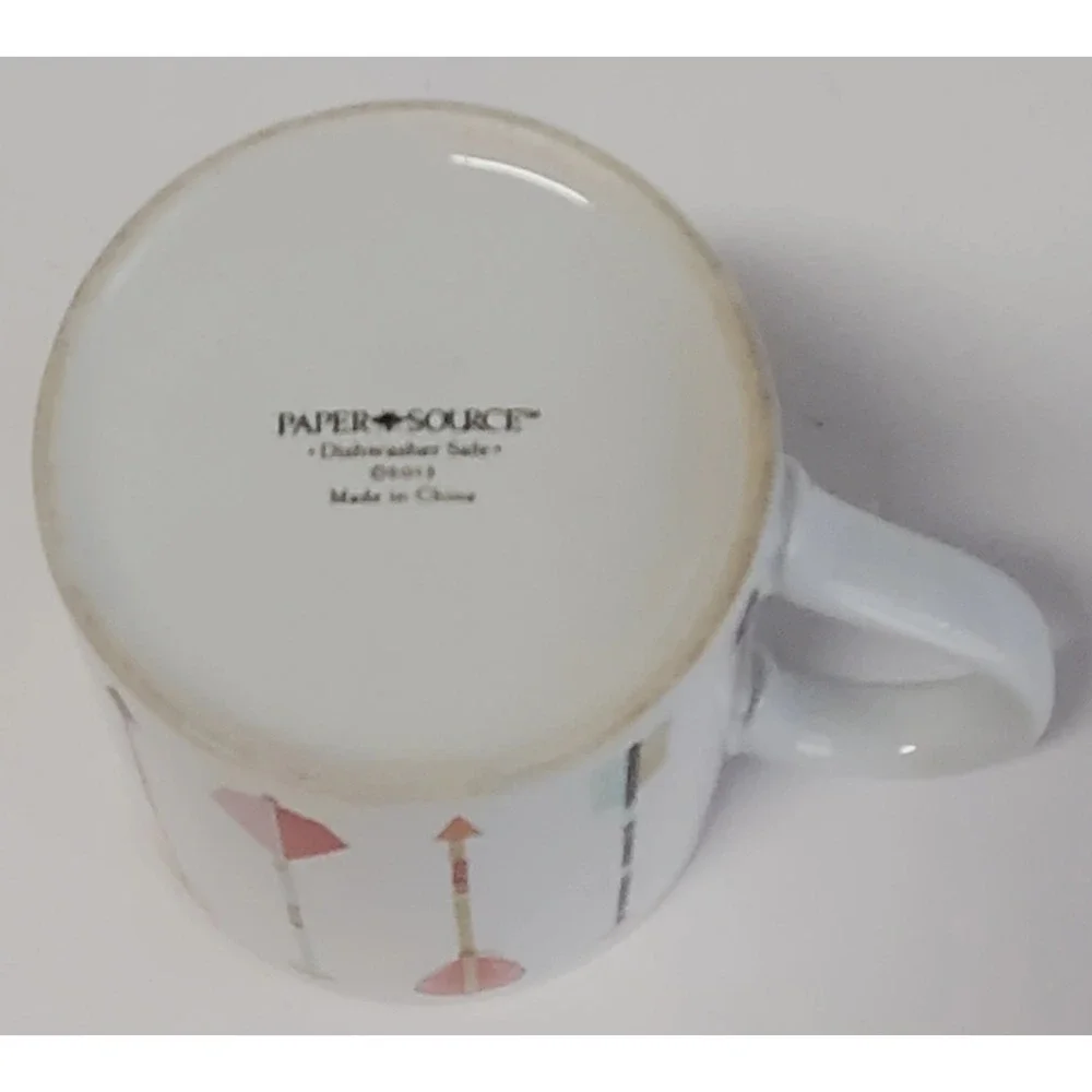 Paper Source Arrows Darts Coffee Mug Coral Interior 2013 Crm/Pink/Olive/Aqua Cup